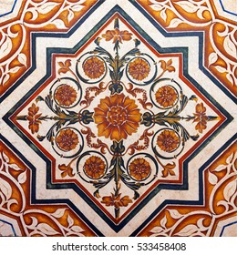 flower arabesque marble pattern texture abstract vintage background , tile ceramic surface of marbles slate, granite stone from handmade nature.