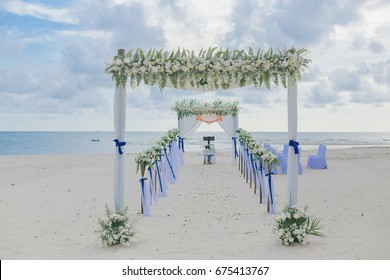 Flower Arrangement Beachfront For Wedding Ceremony