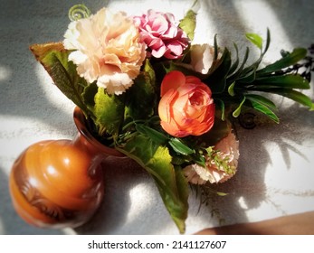 Flower Arrangement Of Bouquet In Terracotta Vase