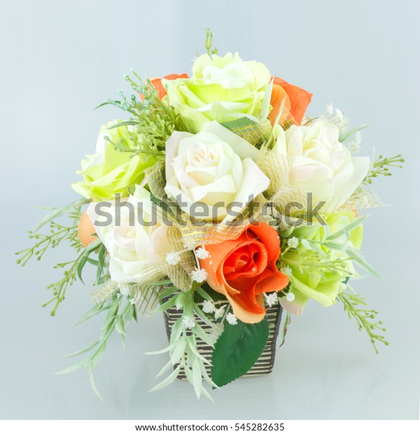 Flower Arrangement Centerpiece Square Glass Vase Stock Photo Edit