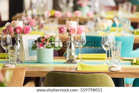 Flower Arrangements Wedding Reception Tables Stock Photo Edit Now