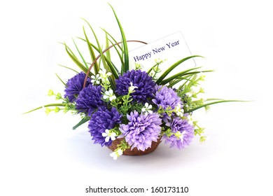 Flower In Basket With Gad Bless. Studio Isolate So Beautiful For A Gift,greeting And Congratulations.