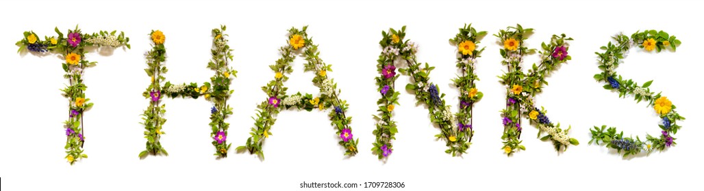 Flower And Blossom Letter Building Word Thanks