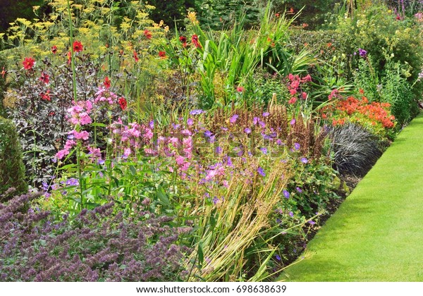 Flower Border Country Cottage Garden Stock Photo Edit Now 698638639