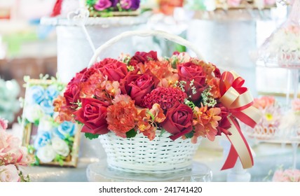 Flower Bouquet Basket Gift 