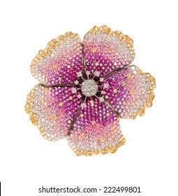 Flower Brooch On White Background