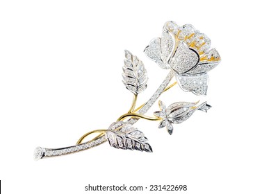 flower brooch on white background