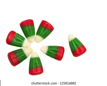 Flower Of Christmas Candy Corn Isolated On White Background