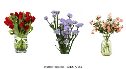 Flower collection isolated on white background - Shutterstock ID 2312077551