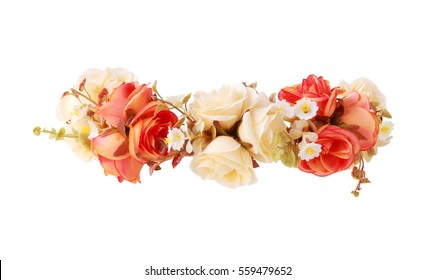 Flower Crown Isolated On White Background Clipping Path