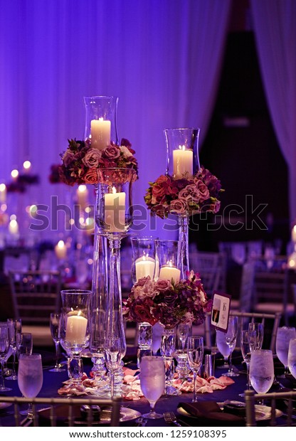 Flower Decorations Wedding Reception Stock Photo Edit Now 1259108395