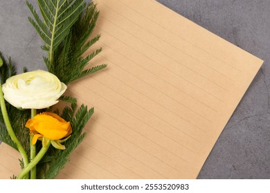 flower in envelope and grey background