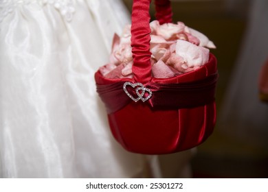 Flower Girl With A Basket Of Rose Petals