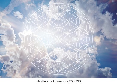 Flower of life in the sky as holistic reiki sign