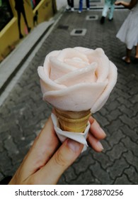 Flower Made Of Ice Cream In Soho, Hong Kong