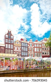 Flower Market In Amsterdam (Bloemenmarkt), Wide Angle