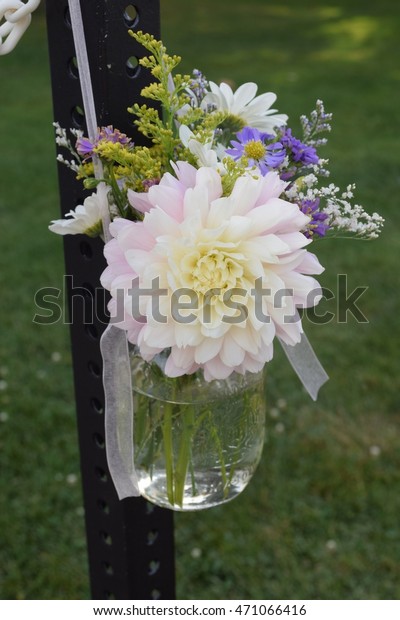 Flower Mason Jar Wedding Decoration Stock Photo Edit Now 471066416