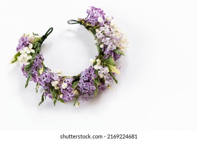 Flower necklace decoration for clothes for holidays, anniversaries, weddings. Small bouquet of fresh flowers as an art object on a white background close-up - Shutterstock ID 2169224681