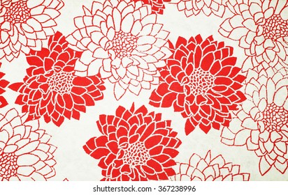 Flower Pattern On Japanese Paper  For  Background