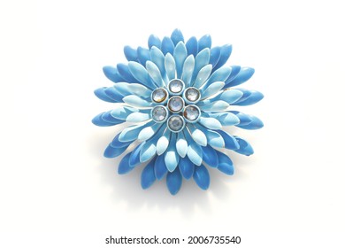 Flower Power Type Vintage Brooch With Painted Enamel Jewelry Accessory