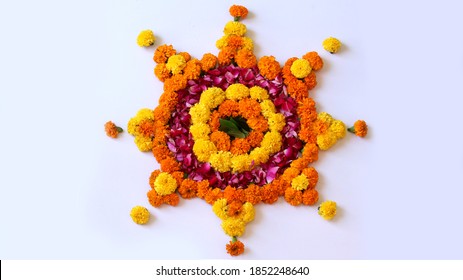 Flower Rangoli Diwali Pongal Onam Made Stock Photo 1852248640 ...