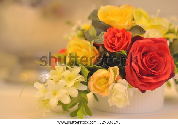 Flower Vase Artificial Red Roses White Stock Photo Edit Now