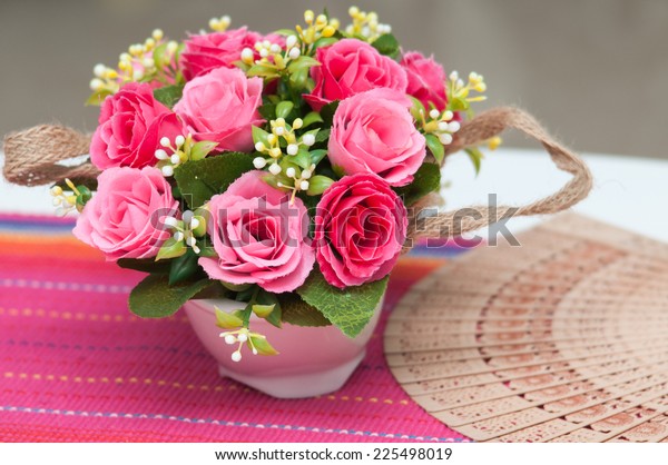 Flower Vase Beautiful Red Flowers Artificial Stock Photo Edit Now