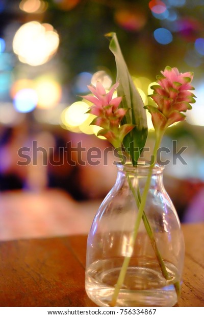 Flower Vase Placed On Table Restaurant Stock Photo Edit Now