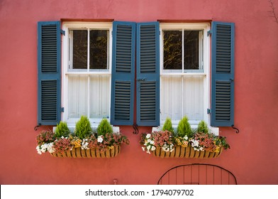 Flower window box in historic downtown Charleston, South Carolina Greenery brick house - Powered by Shutterstock