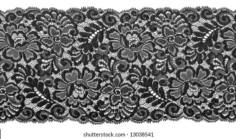 Flowered  Black Lace On White Background