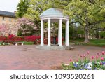 Flowers Bloom in Spring at the Old Well Rotunda at University of North Carolina in Chapel Hill