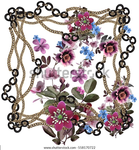 Flowers Chain Background Stock Photo (Edit Now) 558170722