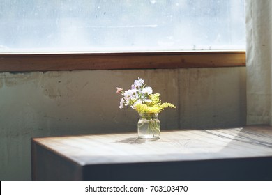 Flowers in front of window