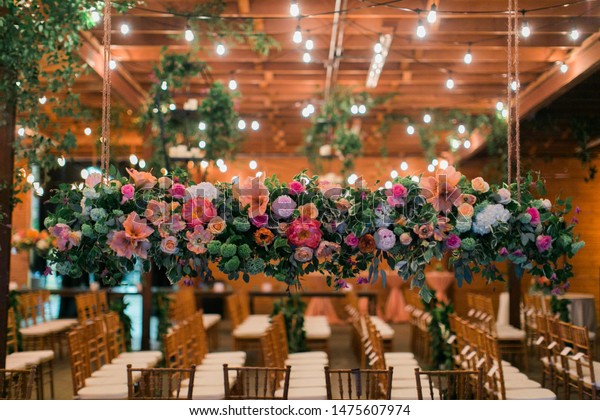 Flowers Hanging Ceiling Wedding Ornate Floral Stock Photo Edit