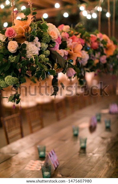 Flowers Hanging Ceiling Wedding Ornate Floral Royalty Free