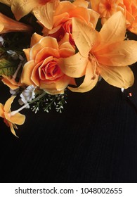 Flowers on a dark background, frame, floral background