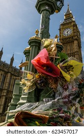 Flowers On Westminster Bridge Following A Terrorist Attack