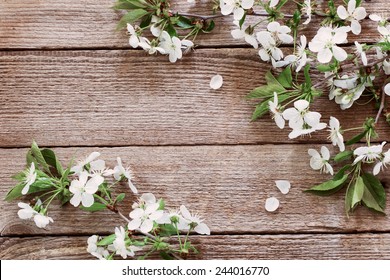 Flowers On Wooden Background