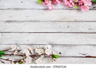 Flowers On Wooden Background Stock Photo (Edit Now) 396385114