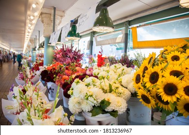 Flowers For Sale At Pike Place Market In Seattle, Washington State.