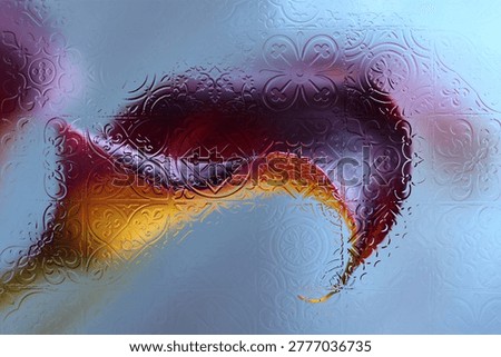Flowers seen through textured embossed glass with soft blur and diffused light. Abstract composition with transparency, distortion, and modern aesthetic—ideal for backgrounds, branding, and design.