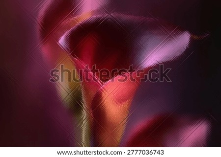 Flowers seen through textured embossed glass with soft blur and diffused light. Abstract composition with transparency, distortion, and modern aesthetic—ideal for backgrounds, branding, and design.