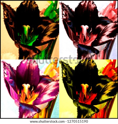 Flowers in the style of Andy Warhol
