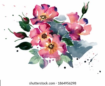 水彩 花 イラスト 紫 の写真素材 画像 写真 Shutterstock