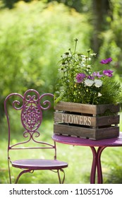 Flowers In Wooden Box