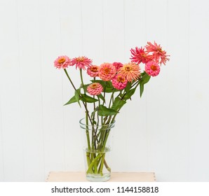 Flowers Of Zinnia In A Vase