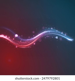 flowing magic particles, dark relaxing background, red, purple, blue tones, enchanting glow, sparkles, ethereal mist, vector illustration, digital wallpaper