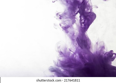 Flowing Purple Ink In Water, Colored Smoke