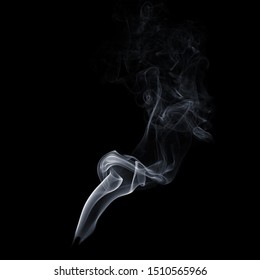 Flowing Smoke On Black Background, White Vapor, Abstract Flow Of Cigarette Smoke, Aroma Stick Smoke