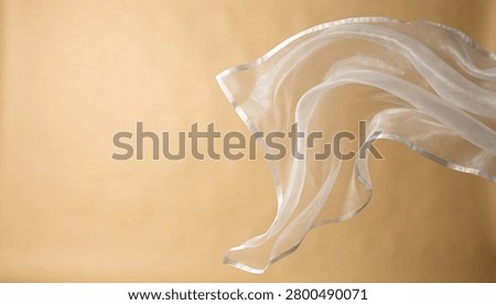 Flowing translucent chiffon fabric in motion, elegant lightweight waves of silk voile organza Abstract macro texture of ruffled sheer blue organza fabric, layered wavy mesh textile flying Elegant invisible mannequin floating dress fashion render, flowing sheer luxury gown garment isolated on white background